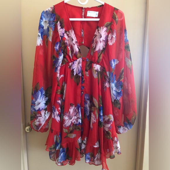Red floral ASOS DESIGN Mini dress - Picture 1 of 6